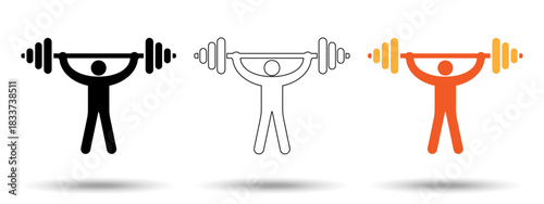 Weightlifter icon. Weightlifter icon on a white background, isolated. The icon has three uses in applications and websites. Vector illustration. Weightlifter icon on a white background.