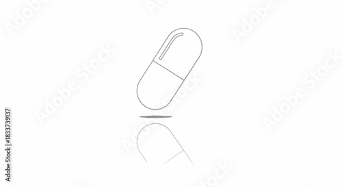 Simple Outline of a Capsule with Reflection on Surface.