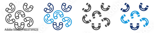 macaroni icon sheet with multiple style