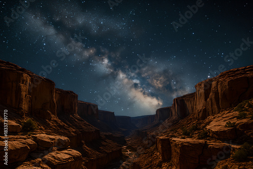 Starry Canyon Under the Milky Way