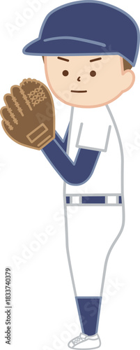 野球のピッチャーをする男の子