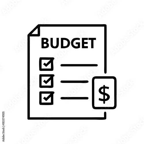 Budget checklist with currency symbol and financial planning concept  