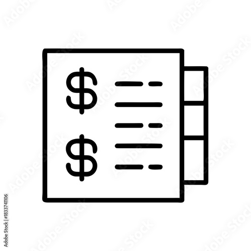 Budgeting document with dollar signs on a simple white background  