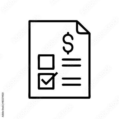 Budgeting checklist on document with dollar sign and checkbox symbol  