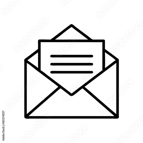 Outline envelope with letter inside symbolizing budgeting concept  
