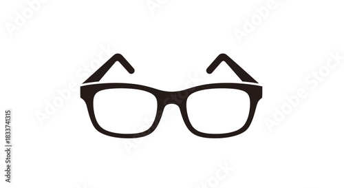 Black-rimmed Glasses Silhouette with Clear Lenses Isolated.