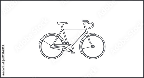 Classic Line Art Bicycle with Vintage Style Frame and Wheels.