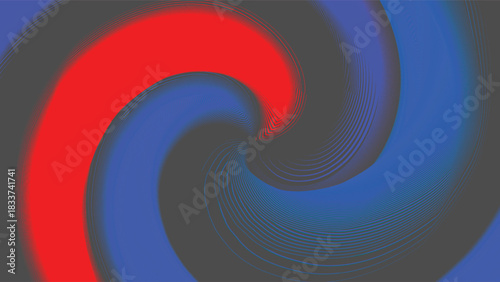 Red and Blue Spiral Vortex with Gradient Motion on Dark Background Abstract Vector