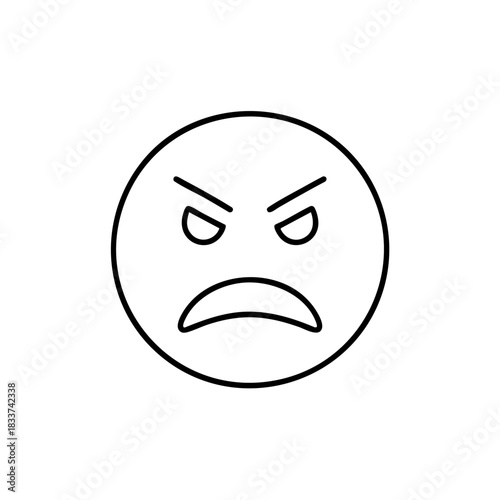 A face with sharp angled eyebrows and a tense mouth, symbolizing irritation, frustration, or anger.