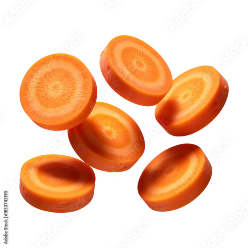 Falling carrot slice isolated image on a transparent