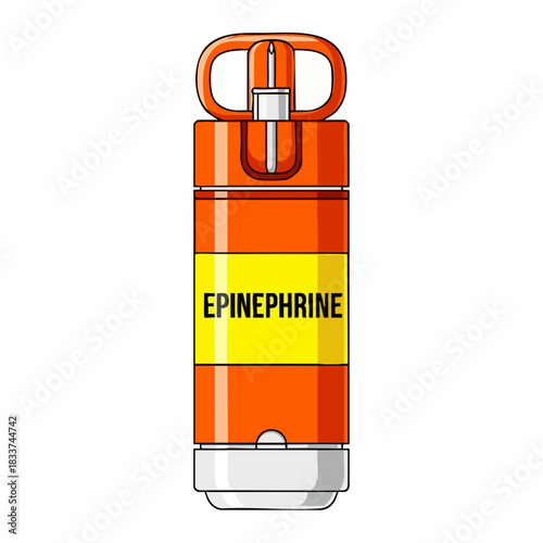 Epinephrine injection device, vital medical tool for emergency allergic reaction treatment, depicted in bright orange container.