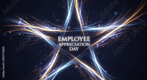 Abstract glowing star formation with light streaks and particles, symbolizing employee appreciation day and recognition