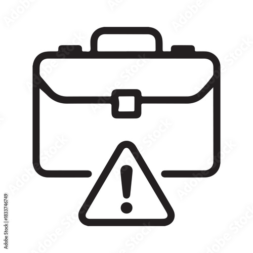 Briefcase with warning sign icon