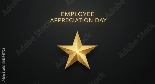 Golden star award for employee appreciation day on a dark background