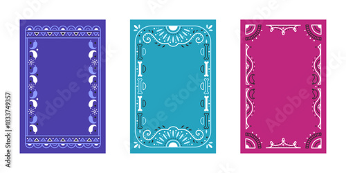 Mexican frame with ornamental border and geometric pattern - vibrant fiesta design with traditional Aztec motifs. Decorative ethnic vector floral ornaments for festive Mexico celebration cards.