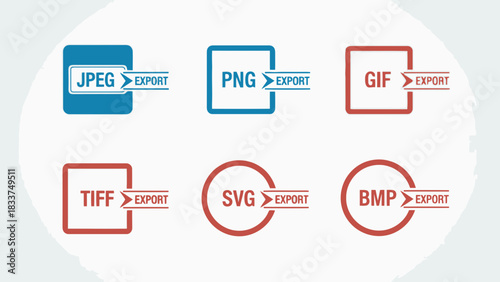 Collection of image file format export icons
