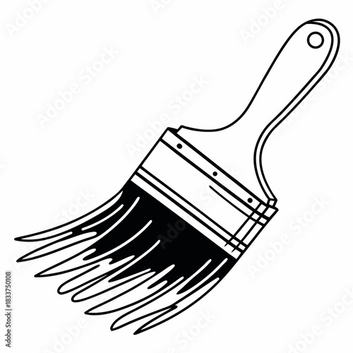 Black and white illustration of a paintbrush with bristles