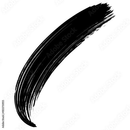 Bold black brush stroke on white background