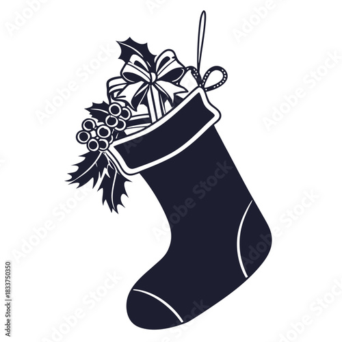 Christmas stocking silhouette hanging down smooth 