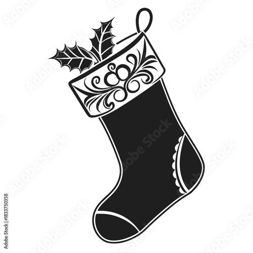 Christmas stocking silhouette hanging-down smooth
