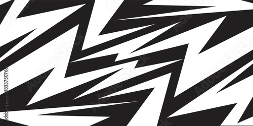 Abstract black and white background with spikes and zigzag line pattern