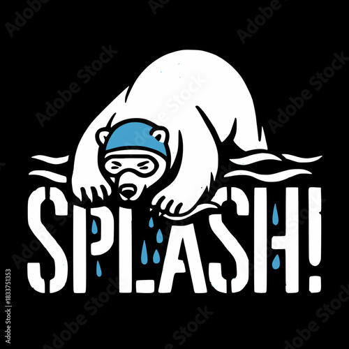 Polar Bear Plunge Day SPLASH Black T-Shirt Graphic