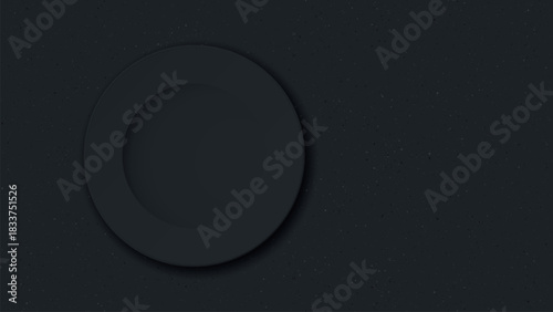 Top view of empty black dish placed on cement texture background