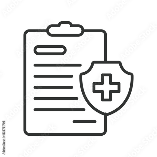 Health insurance, icon in line design. health insurance, policy, contract, coverage, protection, public health, finance on white background vector. Health insurance editable stroke icon
