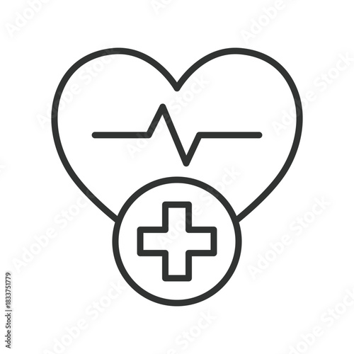 Health monitoring, icon in line design. health monitoring, heartbeat, public health, cardiology, tracking, vital signs, care on white background vector. Health monitoring editable stroke icon