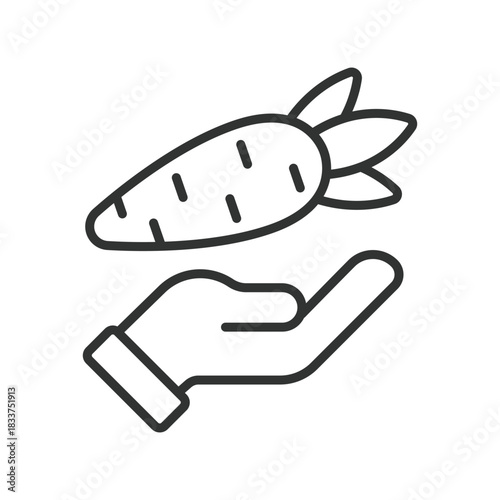 Nutrition, icon in line design. nutrition, vegetable, carrot, healthy food, diet, public health, vitamins on white background vector. Nutrition editable stroke icon