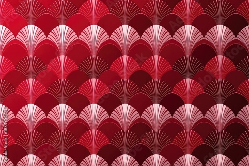 Abstract red fan pattern