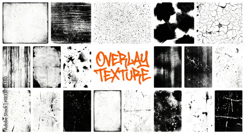 Set of grunge and distressed texture overlays for graphic design and digital art projects