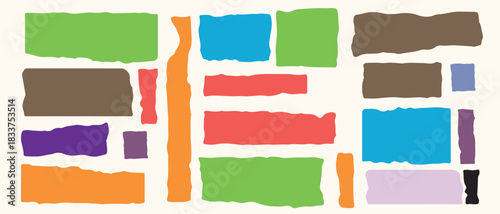 Colorful ripped paper frame. Ripped edge borders for scrapbook, design layouts. 