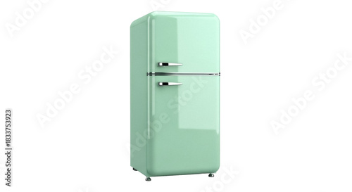 Retro mint green refrigerator PNG isolated on transparent background, vintage style fridge for kitchen appliance and interior design