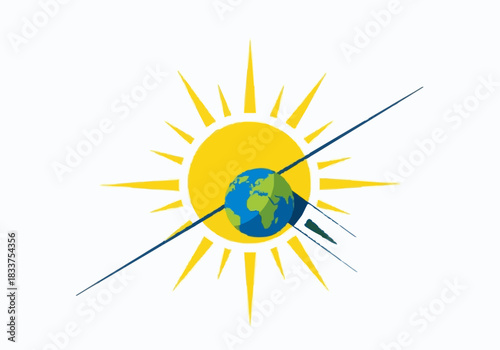 Global Harmony: A striking visual narrative of the earth and sun intertwined, symbolizing unity, balance, and interconnectedness. A symbolic representation of global unity, environmental awareness.