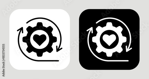 Heart Drive Icon In Black and White Glyph Style