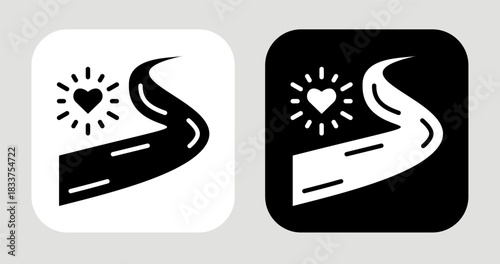 Flow of Passion Icon In Black and White Glyph Style