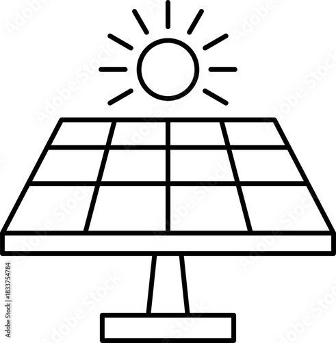 Solar Panel Outline Renewable Energy Icon