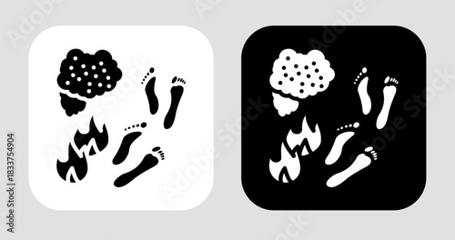Fire Trail Icon In Black and White Glyph Style