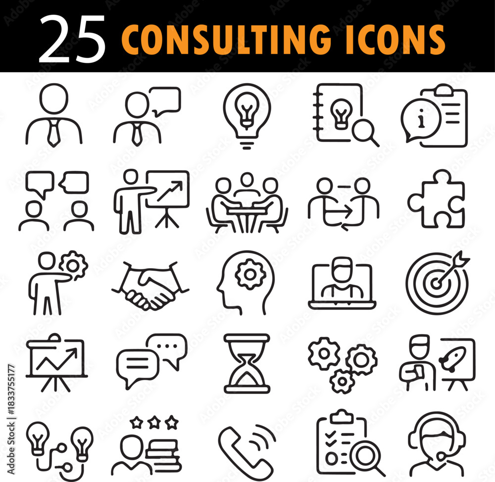 Fototapeta premium Professional Consulting Services Line Icons Collection