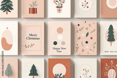 Christmas and new year card mock up