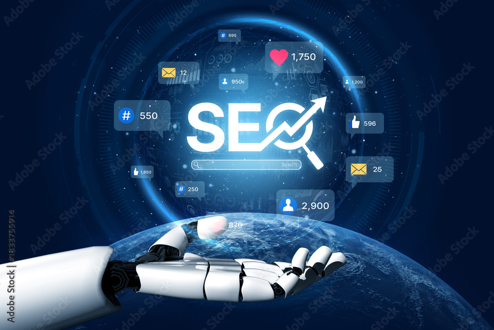 Naklejka premium AI elevates social media marketing with smart engagement tracking, influencer metrics, and automation tools to grow reach and media performance. Artificial intelligence spline