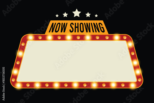 Movie Name Box with lights, retro theme promotional design element