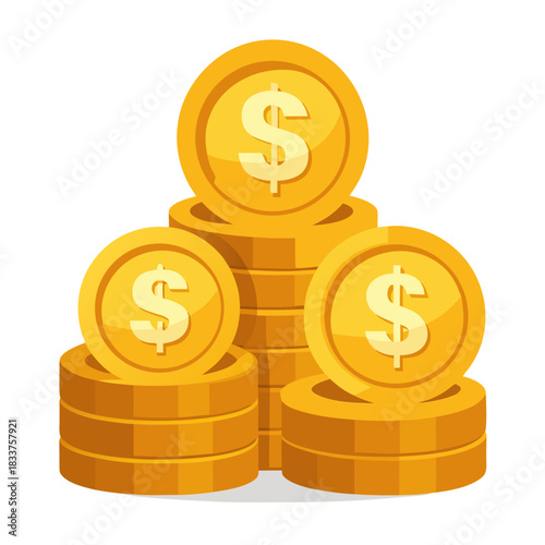 gold coins and dollar sign