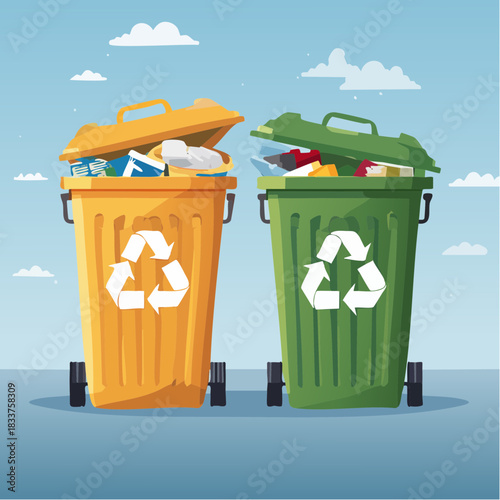 Colorful Recycling Bins for Environmental Care