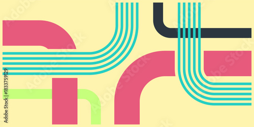 Modern abstract background featuring a network of colorful intersecting and parallel lines creating a sense of flow and connection