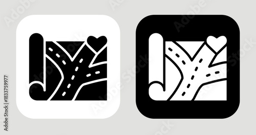 Principle Path Icon In Black and White Glyph Style