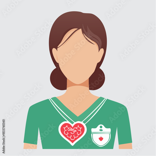 Medical Icon of a Caring and Intelligent Nurse