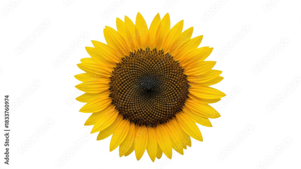 Fototapeta premium Bright Sunflower Bloom Isolated on White Background for Design Use