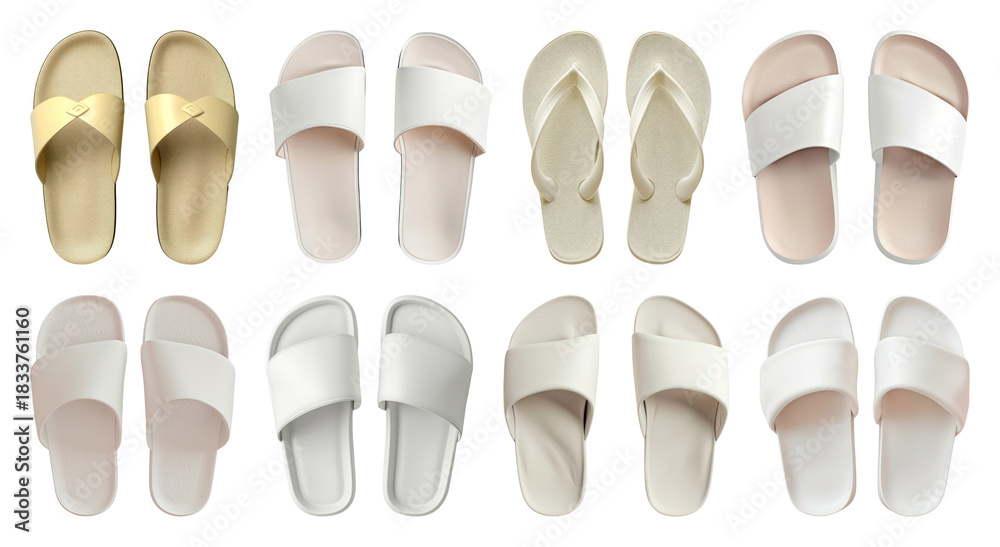 Fototapeta premium PNG Assorted minimalist sandals collection, element set on transparent background